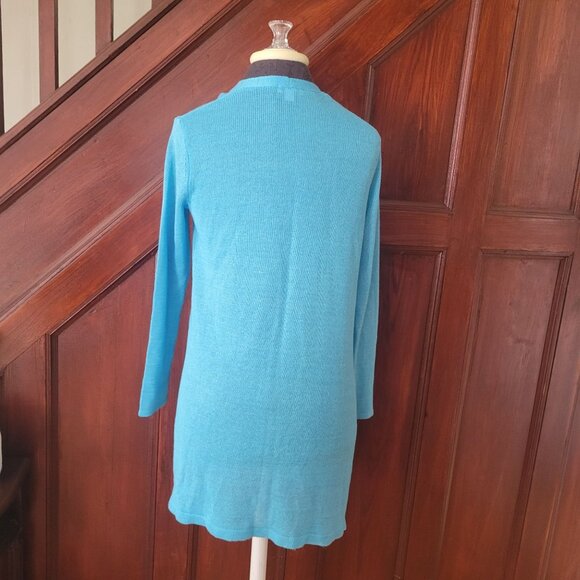 J.Jill Womens XS Petite Open Front Cardigan Sweater Blue Linen/Viscose Blend - Picture 2 of 5